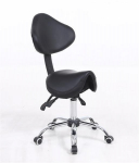 Profesionali grožio salonų kėdė-balnas su ratukais HR2005, juodos spalvos eko oda