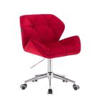 Grožio salono kėdė su ratukais HR111K, raudonas aksomas