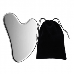 Plieninis veido masažuoklis GUA SHA SILVER su mai&scaron;eliu, 1 vnt