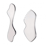 Plieninis veido masažuoklis GUA SHA SILVER, 2 vnt