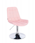 Meistro kėdutė grožio salonams bei kosmetologams HR590N, &scaron;viesiai rožinis veliūras