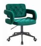 Profesionali meistro kėdutė grožio salonams bei kosmetologams HR8403K, žalias veliūras