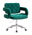 Profesionali meistro kėdutė grožio salonams bei kosmetologams HR8403K, žalias veliūras