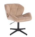 Grožio salono kėdė stabiliu pagrindu HR111CROSS, kreminės spalvos aksomas