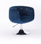 Grožio salono kėdė stabiliu pagrindu HR333N, mėlynas veliūras