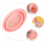 Silikoninė vonelė makiažo &scaron;epetėliams plauti PINK OVAL