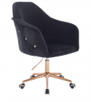 Plati grožio salono kėdė su aukso spalvos ratukais HR547K, juodas veliūras