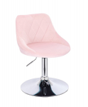 Meistro kėdutė grožio salonams bei kosmetologams stabiliu apvaliu pagrindu HR1054N, &scaron;viesiai rožinis veliūras