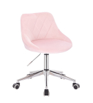 Grožio meistro kėdė su ratukais kosmetologams HR1054K, &scaron;viesiai rožinis veliūras