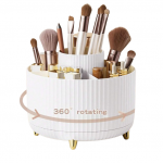 Besisukantis makiažo &scaron;epetėlių ir kosmetikos stovas, baltos spalvos