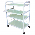 GIOVANNI CLASSIC 1015A profesionalus kosmetologinis vežimėlis (su i&scaron;sitraukiančia lentyna), baltos spalvos