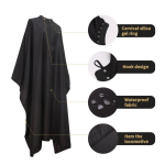 Profesionalus apsiaustas kirpyklos procedūroms, juodos spalvos