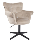 Grožio salono kėdė stabiliu pagrindu HR804CCROSS, kreminės spalvos aksomas