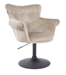 Grožio salono kėdė stabiliu pagrindu HR804CN, kreminės spalvos aksomas