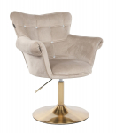 Grožio salono kėdė stabiliu pagrindu HR804CN, kreminės spalvos aksomas