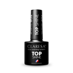 CLARESA TOP SHINE hibridinis vir&scaron;utinis ilgalaikio gelinio lako apsauginis sluoksnis, 5g.
