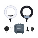 NANLITE HALO 18 LED makiažo lempa su &scaron;viesos reguliavimu ir telefono laikikliu