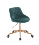 Profesionali meistro kėdutė grožio salonams bei kosmetologams HR1054K, žalias veliūras