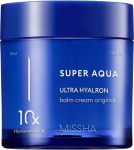 MISSHA Super Aqua Ultra Hyalron Balm Cream  intensyviai drėkinantis balzamo tipo veido kremas, praturtintas 10 skirtingų hialurono rūg&scaron;ties formų, 70 ml