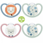 NUK tamsoje &scaron;viečiantys čiulptukai Space Night, 18-36 mėn, 2 vnt., įvairių spalvų