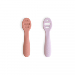 Mushie pirmieji kūdikio maitinimo &scaron;auk&scaron;teliai Rose/Soft Lilac, 2 vnt