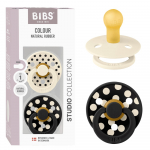 BIBS Studio Colour čiulptukai Polka - Ivory/Black, 2 vnt, įvairių dydžių