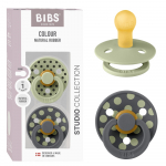 BIBS Studio Colour čiulptukai Polka - Sage/Iron, 2 vnt, įvairių dydžių