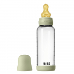 BIBS stiklinis buteliukas + vidutinės tėkmės žindukas, 240 ml Sage, žalias