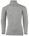 Engel ekologi&scaron;kos merino vilnos ir &scaron;ilko polo megztinis Light Grey Melange, pilkas