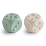 MUSHIE spaudžiamas žaislas - kauliukai Cambridge Blue / Shifting Sands, 2vnt