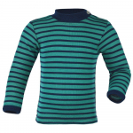 Engel ekologi&scaron;kos merino vilnos ir &scaron;ilko mar&scaron;kinėliai ilgomis rankovėmis su apykakle Ice Blue/Navy Blue, mėlyni