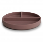 Mushie prilimpanti silikoninė lėk&scaron;tė su skyriais Cloudy Mauve, rausvai violetinė