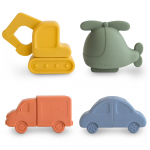 Mushie silikoniniai vonios žaislai Vehicles, 4 vnt.