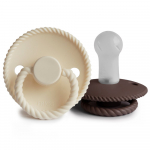 FRIGG Rope silikoniniai čiulptukai Cream/Cocoa, 2vnt, įvairių dydžių
