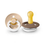 BIBS Colour tamsoje &scaron;viečiantys čiulptukai Vanilla / Dark Oak 6-18mėn, 2 vnt