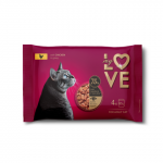 Kačių ėdalas su vi&scaron;t. pad. MY LOVE, 4 x 85 g