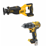 DCD791NT DeWALT 18V suktuvas &ndash; gręžtuvas + DCS382N DeWALT 18V tiesinis pjūklas