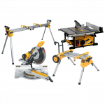 DeWALT DWS780XPS + DWE7492 i&scaron;ilginio ir skersinio pjovimo staklės + DE7400 + DE7023 stalai