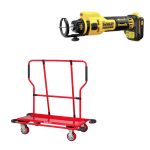 DCE555N DeWALT gipso kartono freza + PW1000 gipskartonio plok&scaron;čių vežimėlis