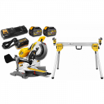 DHS780T2A DeWALT FLEXVOLT 54V XPS skersinio pjovimo staklės (305 mm) + DE7033 kompakti&scaron;kas stalas (2x6.0 Ah)