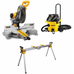 DWS780XPS DeWALT 305 mm slankus skersinis pjūklas + DE7023 stalas + DWV902M siurblys