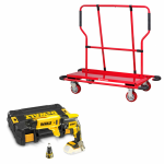 DCF620NK DeWALT 18V akumuliatorinis juostinis suktuvas + PW1000 gipskartonio plok&scaron;čių vežimėlis