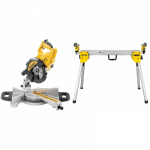 DeWALT DWS773 skersavimo pjūklas + DE7033 kompakti&scaron;kas stalas