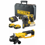 DCH273P2 DeWALT 18V SDS-Plus perforatorius  + DCG412N 18V kampinis &scaron;lifuoklis
