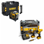 DCK211D2T DeWALT 12V suktuvų rinkinys + DCE089GNT kryžminių linijų lazerinis nivelyras (2x2.0 Ah)