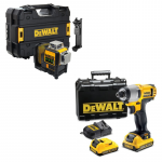 DCF815D2 + DCE089GNT DeWALT 12V kompakti&scaron;kas smūginis suktuvas + DCE089GNT DeWALT kryžminių linijų lazeris (2x2.0 Ah)