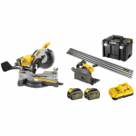 DHS780N DeWALT FLEXVOLT 54V XPS skersinio pjovimo staklės + DCS520T2R 54V įleidžiamas diskinis pjūklas su liniuote