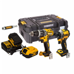DCK296P2T DeWALT 18V kompakti&scaron;kas smūginis suktuvas + suktuvas-gręžtuvas (2x5.0 Ah) + DOVANA!