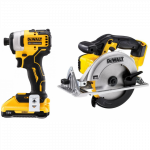 DCF809N DeWALT 18 V smūginis suktuvas + DCS391N 18 V XR Li-Ion diskinis pjūklas