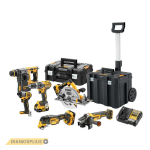 DCK624P3T DeWALT 18V XR akumuliatorinių įrankių rinkinys (6 įrankiai, 3 &times; 5,0 Ah, DCB1104 kroviklis, TSTAK dėklai)